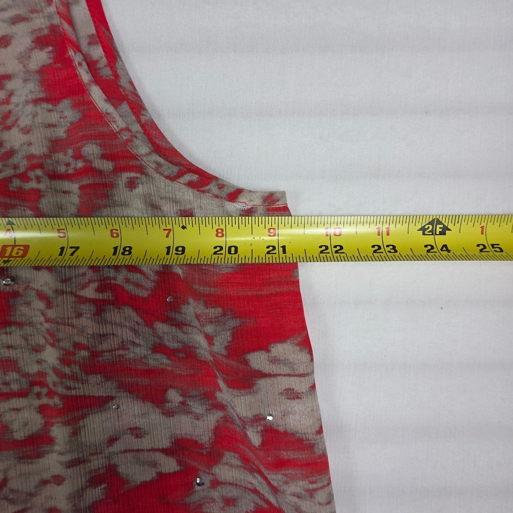 Juicy Couture Tank Top Womens XL Red Floral Rhinestone Y2K Cottagecore Boho - Picture 3 of 8